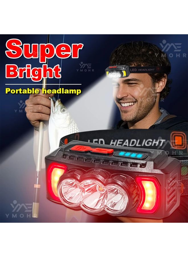 Black Emergency Red Warning Headlamp 7 Modes 180 Adjustable 18650 Battery for Outdoor Camping Running - Image 2