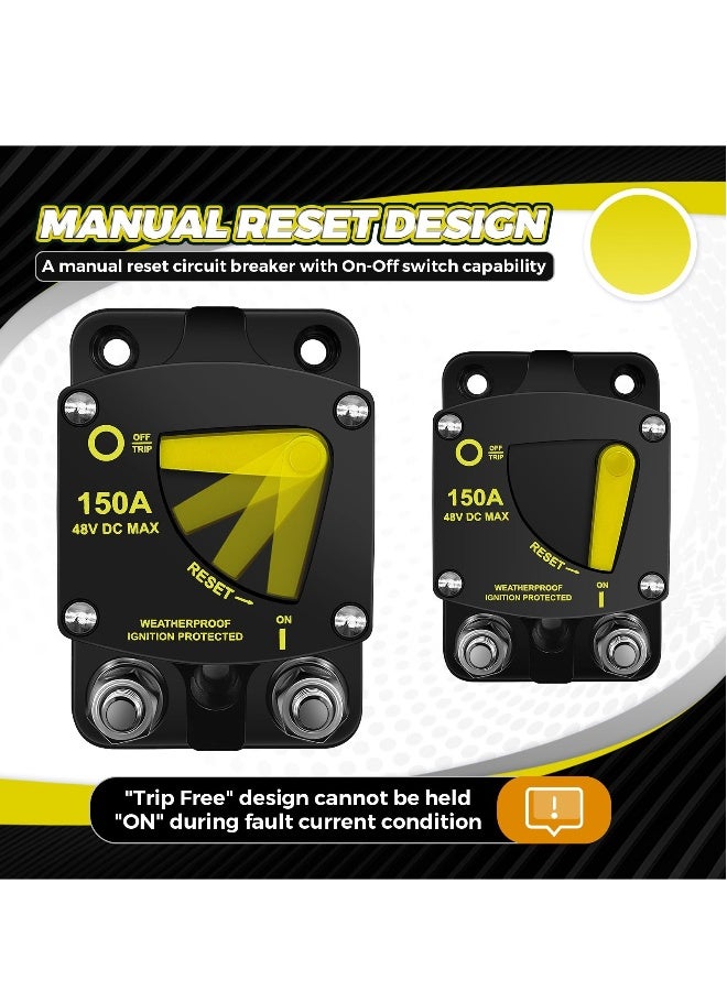 100 Amp Marine Circuit Breaker with Manual Reset for Boat Marine RV Yacht Electronic Battery Solar System, 12V-48V DC, Waterproof  - Image 3