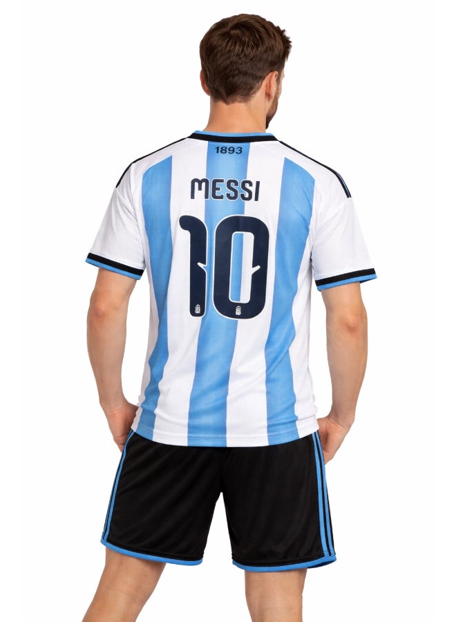Toyland Argentina Men’s Football Jersey & Shorts Set No. 10 – Breathable Sportswear-Medium - Image 3