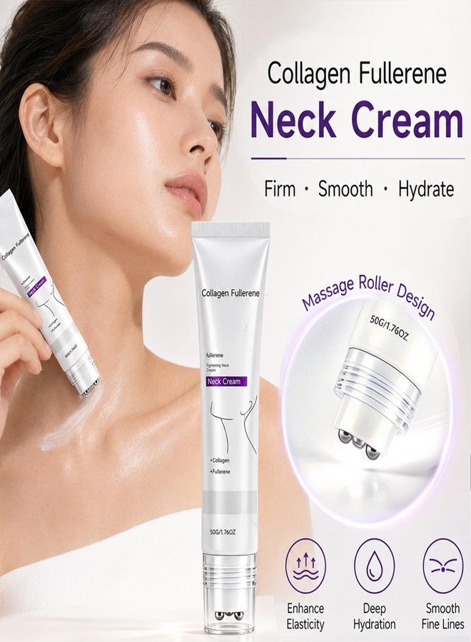 Omexry Collagen Fullerene Neck Cream - Firming & Hydrating Neck Massage Roller for Wrinkles Sagging Skin, Tighten and Lift Neck Cream with Peptides, Daily Neck Skincare (1PC - Image 2