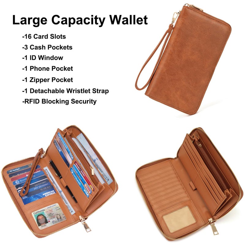 Soperwillton Crossbody Bags for Women Large Hobo Purse PU Leather Shoulder Handbag Ladies Tote Wallet Set 2PCS - Image 3