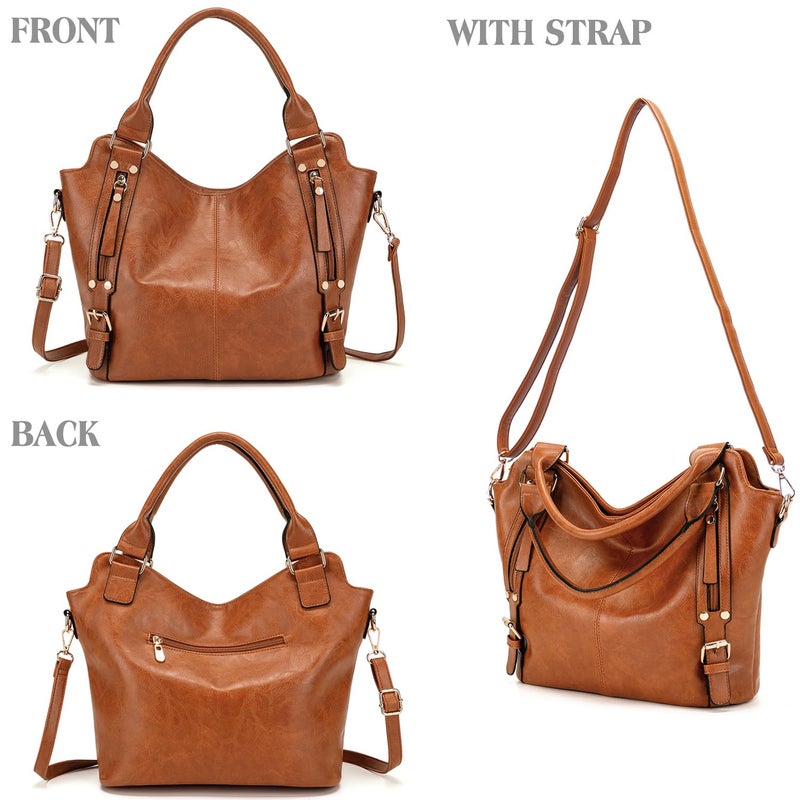 Soperwillton Crossbody Bags for Women Large Hobo Purse PU Leather Shoulder Handbag Ladies Tote Wallet Set 2PCS - Image 4