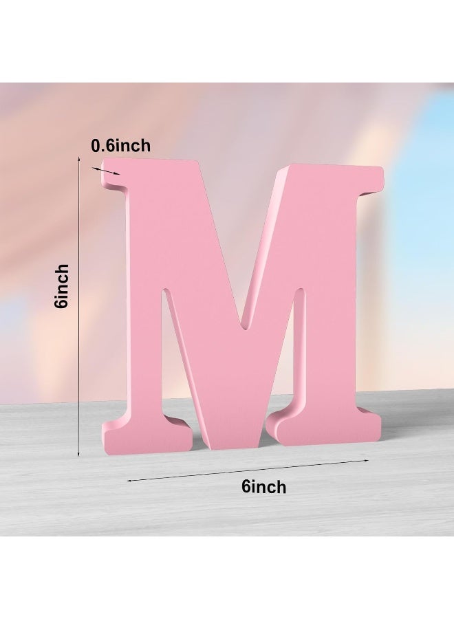 TPGP حروف خشبية وردية بطول 6 بوصات لتزيين الجدران - حرف M كبير غير مكتمل للزينة لمشاريع الحرف المنزلية والحفلات - Image 2