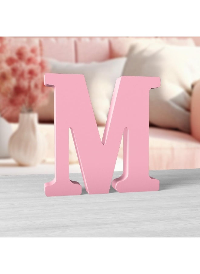 TPGP حروف خشبية وردية بطول 6 بوصات لتزيين الجدران - حرف M كبير غير مكتمل للزينة لمشاريع الحرف المنزلية والحفلات - Image 1