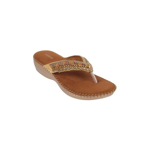 Mochi Women Antique Gold Ethnic & Comfort Slip-on Sandal UK/6 EU/39 (44-152) - Image 3