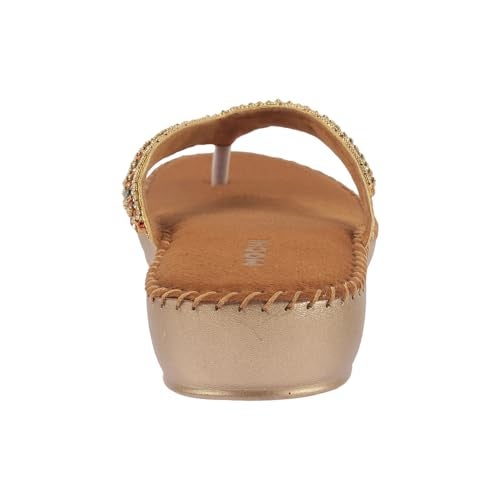 Mochi Women Antique Gold Ethnic & Comfort Slip-on Sandal UK/6 EU/39 (44-152) - Image 5