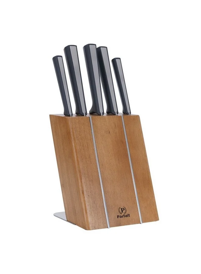 PARFAIT High Quality Kitchen Knife Set with Wooden Stand Multicolour 37 x 15 x 20.5 cm 432W65902