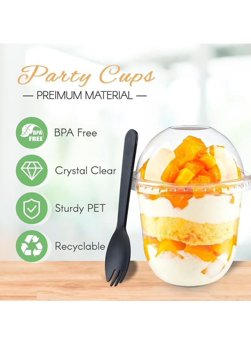 Generic - Plastic Parfait Cups, 50 PCS 360ml/12oz Round Dessert Cups Set, Dessert Cups with Lids and Spoons, Reusable Clear Plastic Cups, Smoothie Cups, for Dessert Pudding Mousse Ice Cream Cheesecake - Image 1