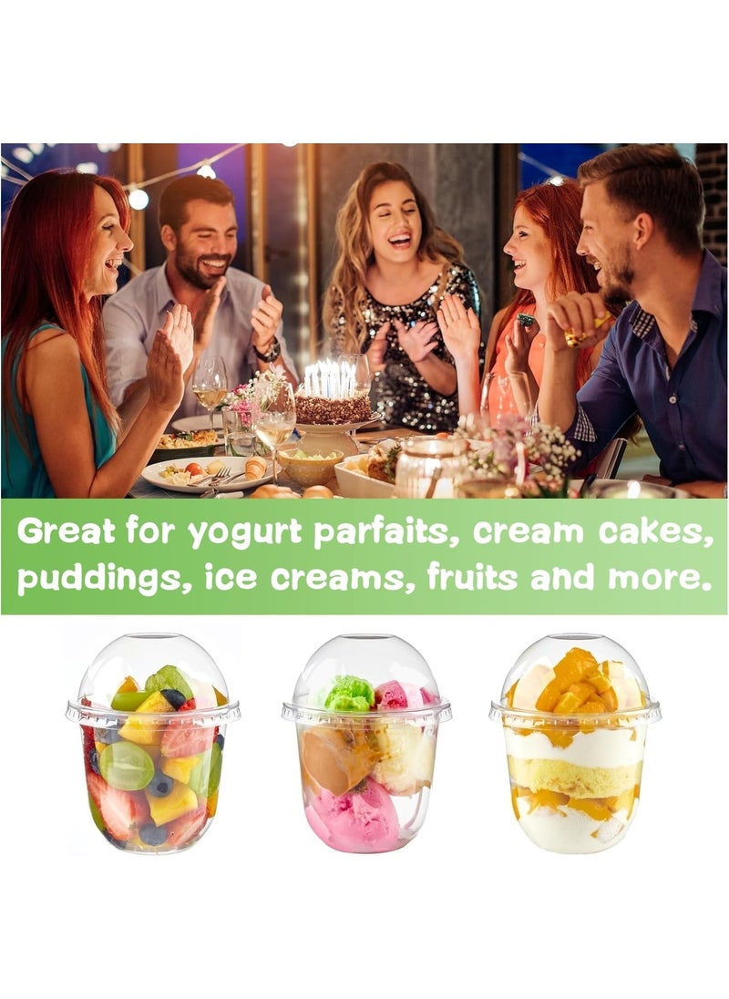 Generic - Plastic Parfait Cups, 50 PCS 360ml/12oz Round Dessert Cups Set, Dessert Cups with Lids and Spoons, Reusable Clear Plastic Cups, Smoothie Cups, for Dessert Pudding Mousse Ice Cream Cheesecake - Image 1