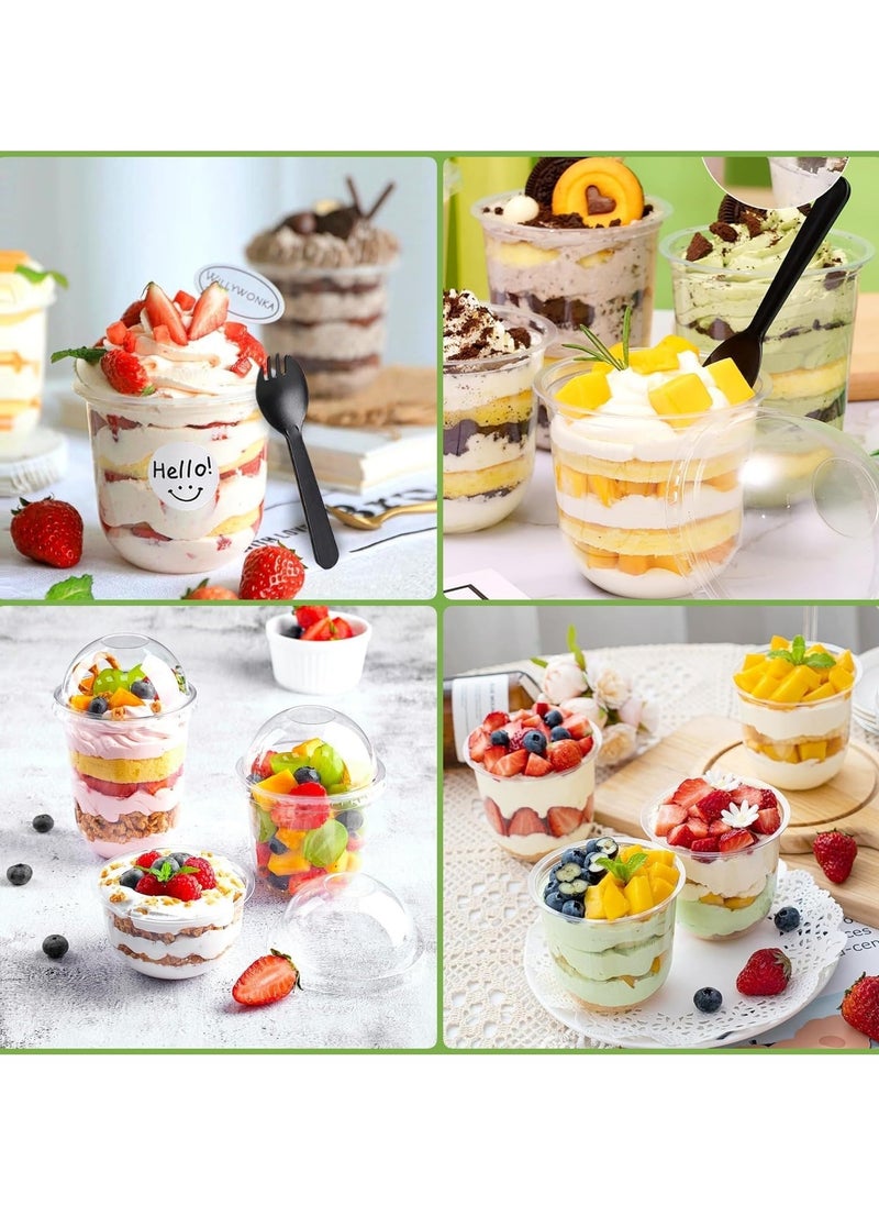 Generic - Plastic Parfait Cups, 50 PCS 360ml/12oz Round Dessert Cups Set, Dessert Cups with Lids and Spoons, Reusable Clear Plastic Cups, Smoothie Cups, for Dessert Pudding Mousse Ice Cream Cheesecake - Image 1