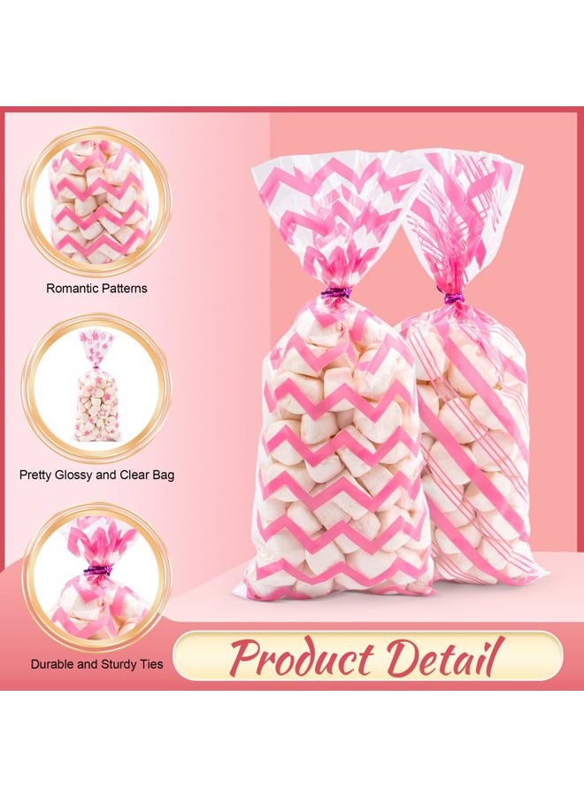 Lxzyu Valentine Cellophane Bags, 50 Pcs Valentines Treat Bags,Pink Goodie Bag Valentines Day Candy Bags, Plastic Valentines Bags Bulk, Valentine Snack Bag With Twist Ties Red Heart For Wedding Party Favor - Image 4