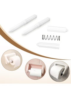 HY 2 Packs Toilet Paper Holder Roller, Toilet Paper Spring Holder Replacement Rod, Toilet Paper Holder Insert, Black Toilet Paper Roll Holder, Flexible Replacement Holder for Bathroom(White)  - Image 3