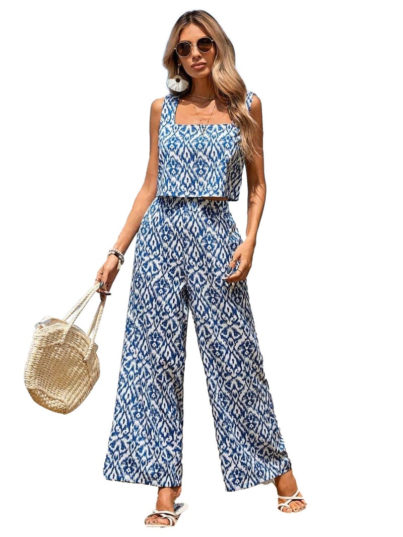 Trendy Queen Co Ord Set | Polyester | Casual Wear Pant Top Set | Fancy Co-Ord Set | Full Pair Set | Coord Sets for Women | Crop Top Pant Set (SD817) - Image 1
