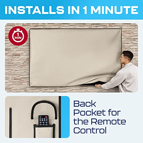 Garnetics Outdoor TV Cover 65 Inch – Waterproof, Weatherproof TV Enclosures with Smart Shield Screen Protectors, Ideal for Outdoor Use, Moving, and Storage - Beige - Image 4