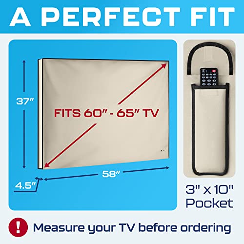 Garnetics Outdoor TV Cover 65 Inch – Waterproof, Weatherproof TV Enclosures with Smart Shield Screen Protectors, Ideal for Outdoor Use, Moving, and Storage - Beige - Image 3