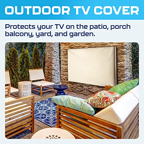 Garnetics Outdoor TV Cover 65 Inch – Waterproof, Weatherproof TV Enclosures with Smart Shield Screen Protectors, Ideal for Outdoor Use, Moving, and Storage - Beige - Image 2