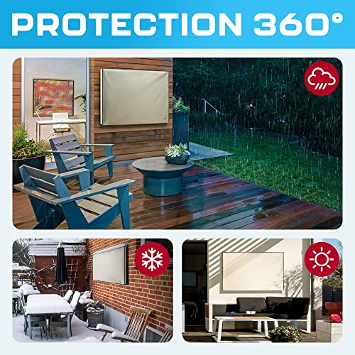 Garnetics Outdoor TV Cover 65 Inch – Waterproof, Weatherproof TV Enclosures with Smart Shield Screen Protectors, Ideal for Outdoor Use, Moving, and Storage - Beige - Image 5