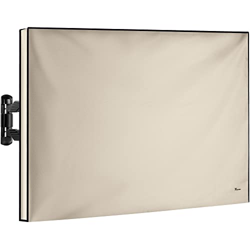 Garnetics Outdoor TV Cover 65 Inch – Waterproof, Weatherproof TV Enclosures with Smart Shield Screen Protectors, Ideal for Outdoor Use, Moving, and Storage - Beige - Image 1