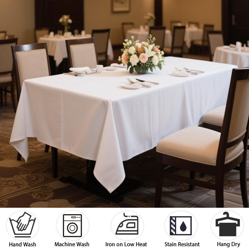 MRJ Polyester Tablecloth 60 X 84 Inch White Rectangle Table Cloth Washable Fabric Table Cover for Restaurant Hotel Wedding - Image 2