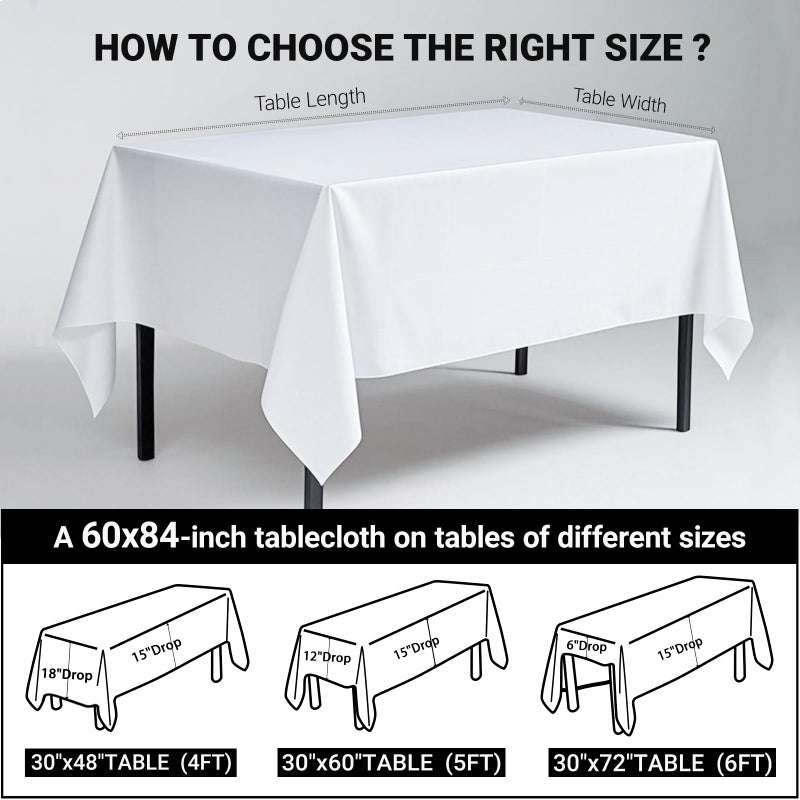 MRJ Polyester Tablecloth 60 X 84 Inch White Rectangle Table Cloth Washable Fabric Table Cover for Restaurant Hotel Wedding - Image 4