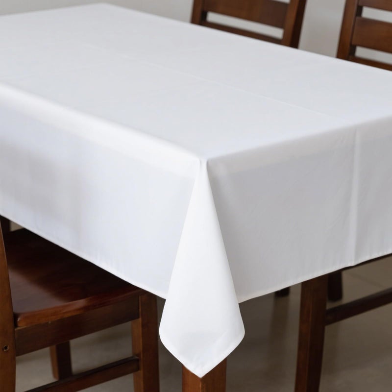 MRJ Polyester Tablecloth 60 X 84 Inch White Rectangle Table Cloth Washable Fabric Table Cover for Restaurant Hotel Wedding - Image 1