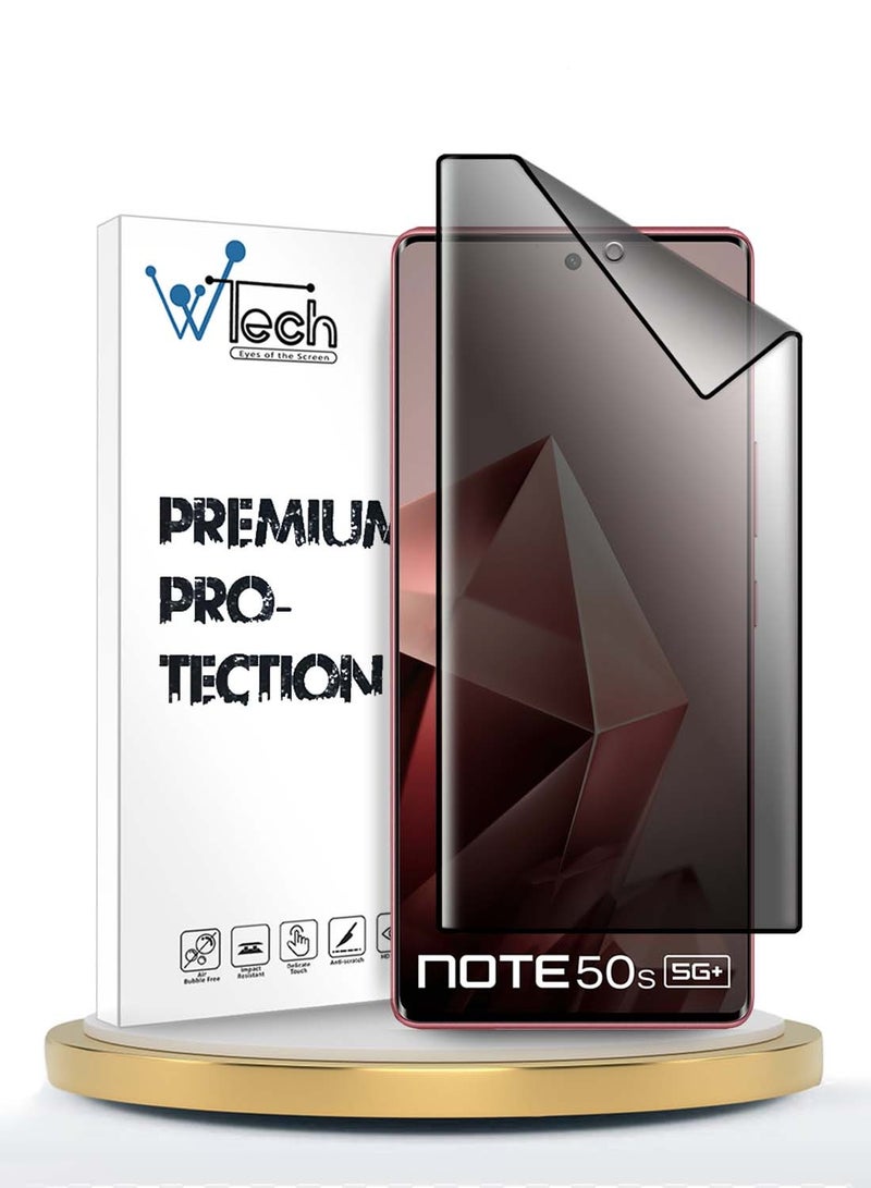 Wtech Infinix Note 50s 5G 2025 Premium Edge-Pro Matte Ceramic Privacy Full Glue Full Cover Matte Flexible Screen Protector (MSGPCP) - Clear/Black - Image 1