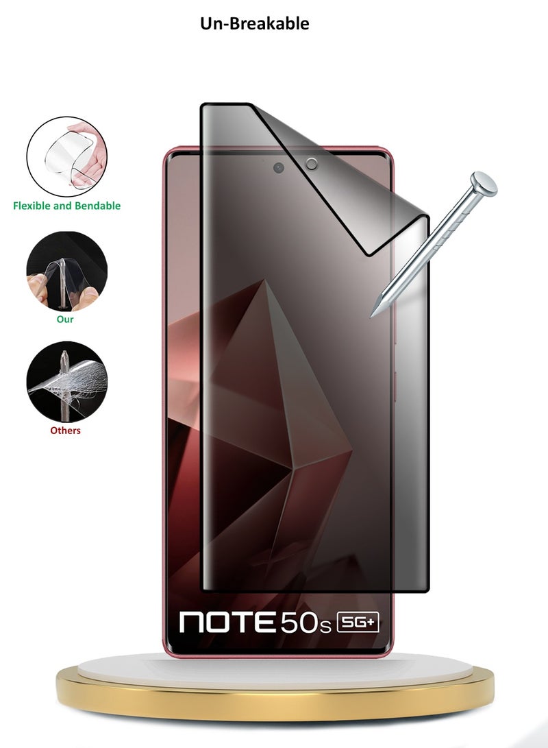 Wtech Infinix Note 50s 5G 2025 Premium Edge-Pro Matte Ceramic Privacy Full Glue Full Cover Matte Flexible Screen Protector (MSGPCP) - Clear/Black - Image 3