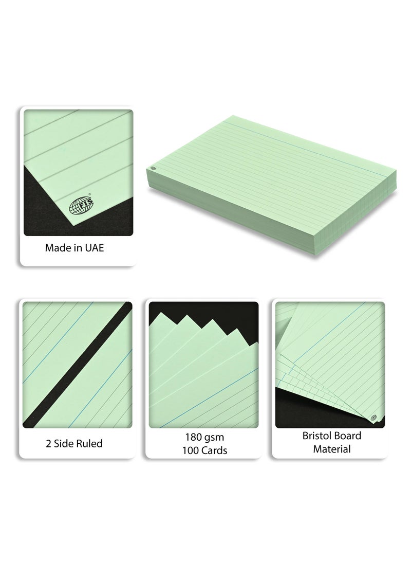 FIS® Ruled Record Cards or Index Cards, Size:8"x5" Inches (203x127mm), Two Sides Single Ruled, 180gsm, 100 Sheets Per Packet,Packet of 3 Pieces, Green Color-FSIC85-180GR-3 - Image 5