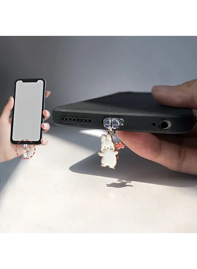 مقبس غبار هاتف أرنب زهرة الأنيق لشاحن آيفون 6 14 سحر منفذ الشحن - Image 5