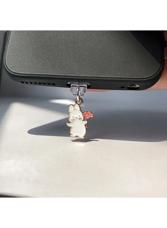 مقبس غبار هاتف أرنب زهرة الأنيق لشاحن آيفون 6 14 سحر منفذ الشحن - Image 2