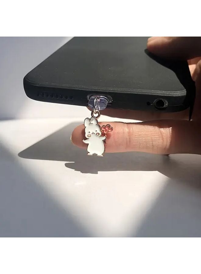 مقبس غبار هاتف أرنب زهرة الأنيق لشاحن آيفون 6 14 سحر منفذ الشحن - Image 4