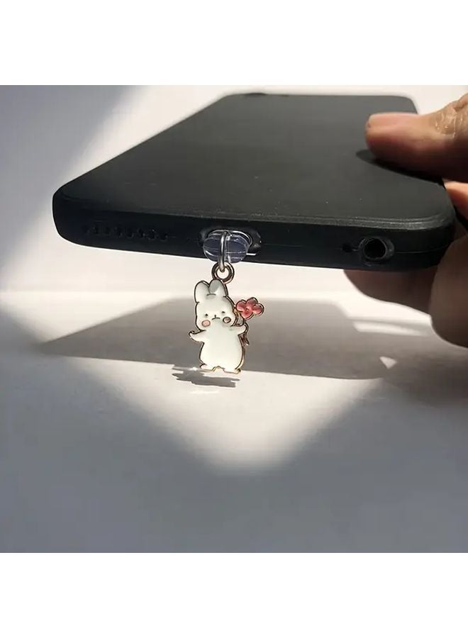 مقبس غبار هاتف أرنب زهرة الأنيق لشاحن آيفون 6 14 سحر منفذ الشحن - Image 1