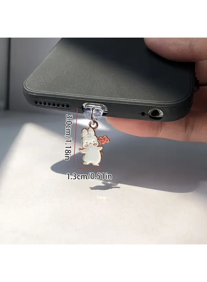 مقبس غبار هاتف أرنب زهرة الأنيق لشاحن آيفون 6 14 سحر منفذ الشحن - Image 3