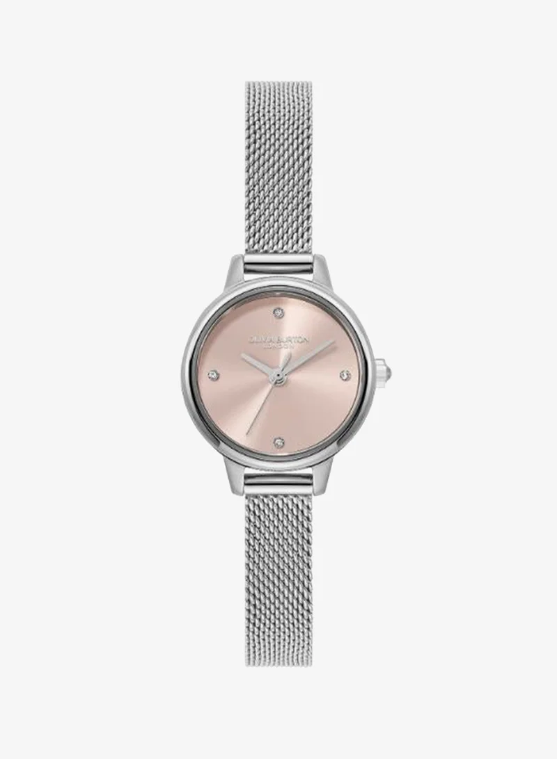 Olivia Burton Women's Quartz Watch, Pink Dial, Stainless Steel Strap
