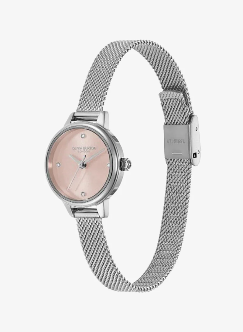 Olivia Burton Women's Quartz Watch, Pink Dial, Stainless Steel Strap