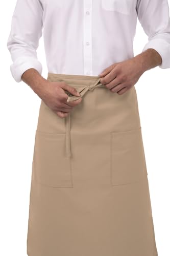 Chef Works Unisex Two Pocket Bistro Apron Khaki One Size - Image 3