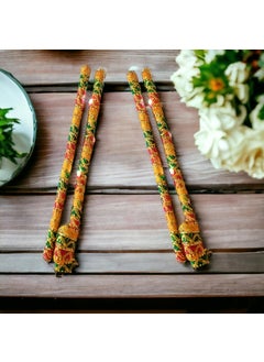 SAUDEEP INDIA Saudeep India Brocade Lace Decorated Wooden LED Dandiya Sticks For Navratri Garba Festivals Pair of 2 