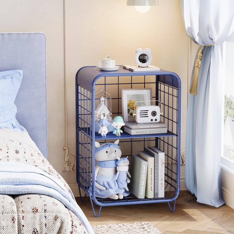 APEXCHASER Cute Nightstand,Metal Side Table,3-Tier Modern End Table with Storage Shelf, Unique Side Tables, Cute Coffee Table for Living Room, Small Table for Bedroom,Navy Blue - Image 3