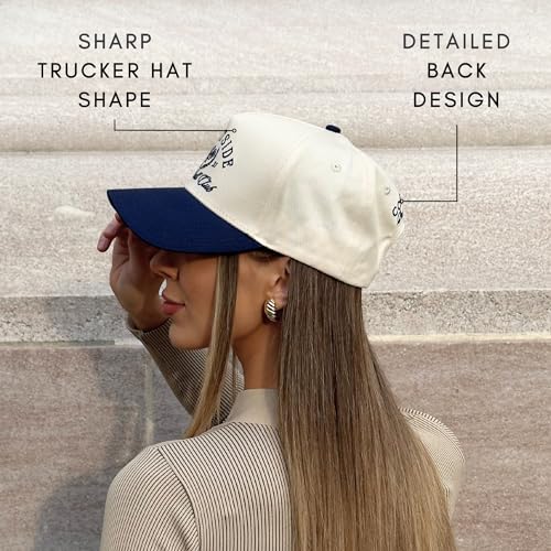 CITRUSY Vintage Sport Trucker Hat | Men & Women | Trendy Pickleball Golf Hats Men | American Country Western Cute Cowgirl Caps | Retro Baseball Cotton | Snapback (Pickleball Club | Navy) - Image 5
