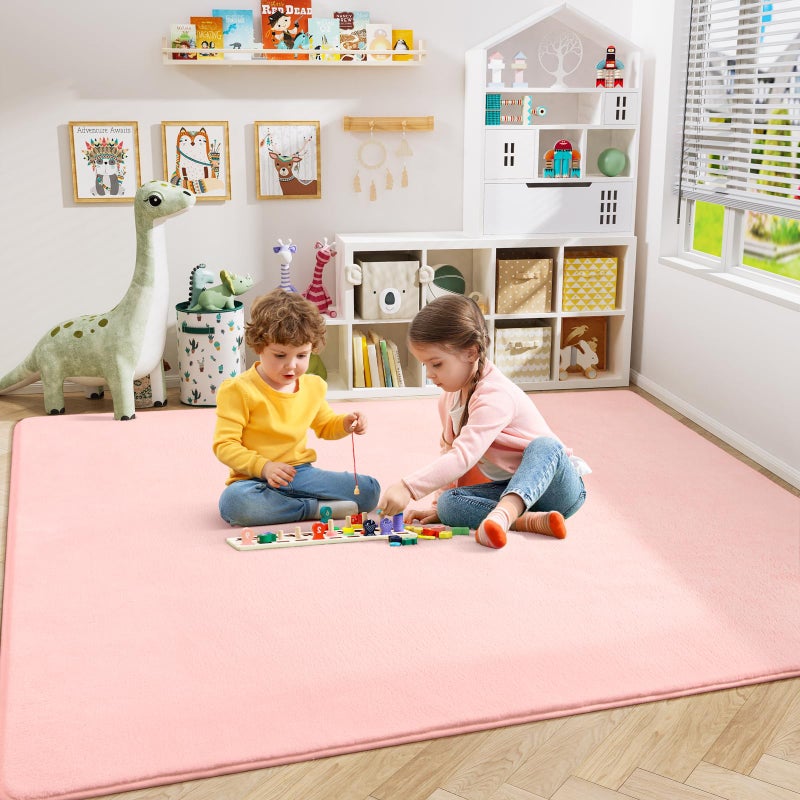 Amearea Modern Area Rugs for Bedroom Living Room, 4x6 Feet Pink Thickened Memory Foam Rug, Fluffy Indoor Washable Rugs Non Slip Minimalist Carpet for Kids Boys Girls Dorm Nursery Room Decor - Image 4