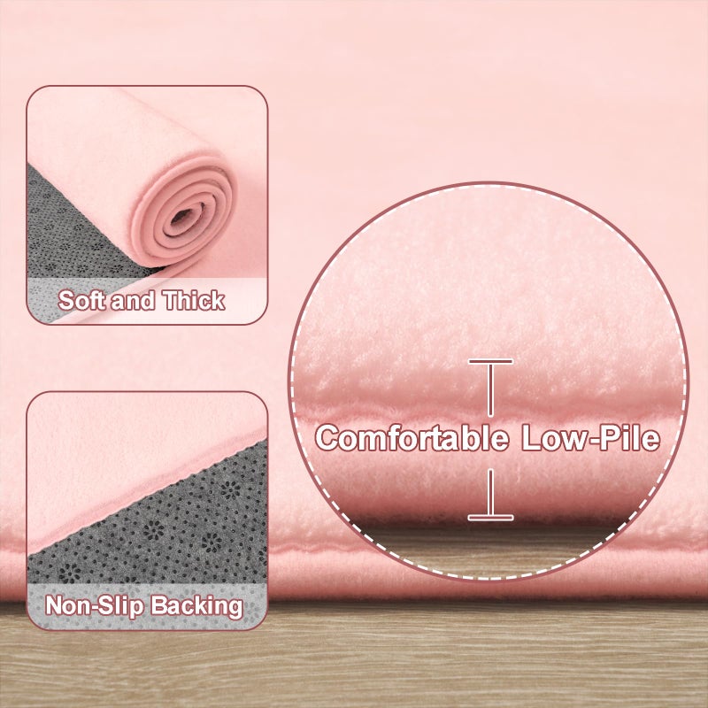 Amearea Modern Area Rugs for Bedroom Living Room, 4x6 Feet Pink Thickened Memory Foam Rug, Fluffy Indoor Washable Rugs Non Slip Minimalist Carpet for Kids Boys Girls Dorm Nursery Room Decor - Image 3