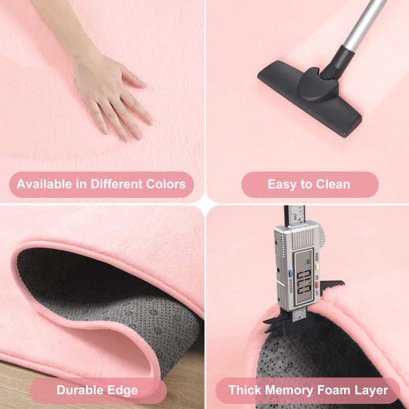 Amearea Modern Area Rugs for Bedroom Living Room, 4x6 Feet Pink Thickened Memory Foam Rug, Fluffy Indoor Washable Rugs Non Slip Minimalist Carpet for Kids Boys Girls Dorm Nursery Room Decor - Image 5