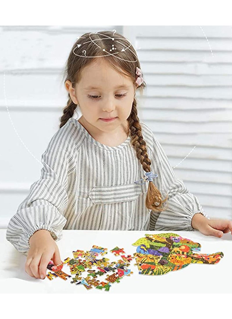 SYOSI - Lion Animal Shaped Puzzle for Kids and Adults, 80 Pieces Floor Jigsaw Puzzles, Irregular Shaped Jigsaw Puzzles Unique Exquisite Lion Puzzles, Birthday Gift for Boys and Girls Family Game Play - Image 1