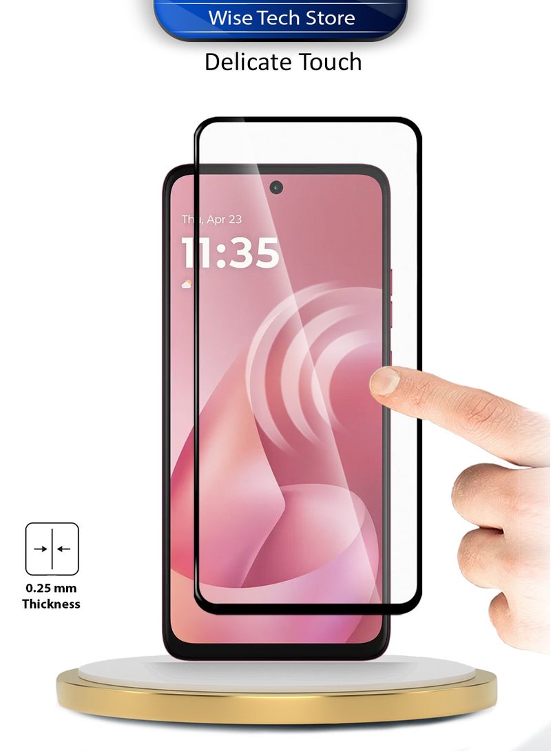 دبليو تيك واقي شاشة زجاجي مقسى كامل الغطاء بكامل الغراء لسلسلة موتورولا موتو G57 باور 5G 2025 الفاخرة E2E (MSGECN) - شفاف/أسود - Image 4