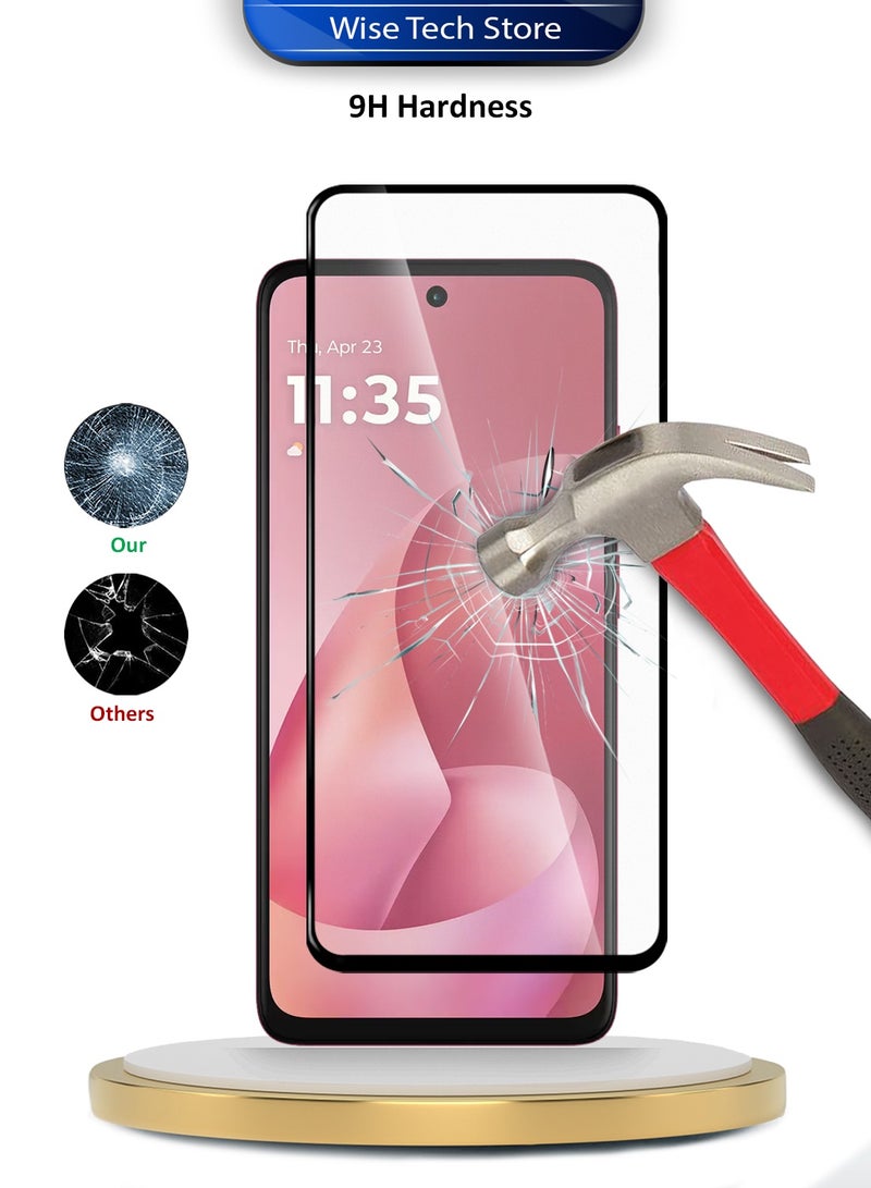 دبليو تيك واقي شاشة زجاجي مقسى كامل الغطاء بكامل الغراء لسلسلة موتورولا موتو G57 باور 5G 2025 الفاخرة E2E (MSGECN) - شفاف/أسود - Image 3