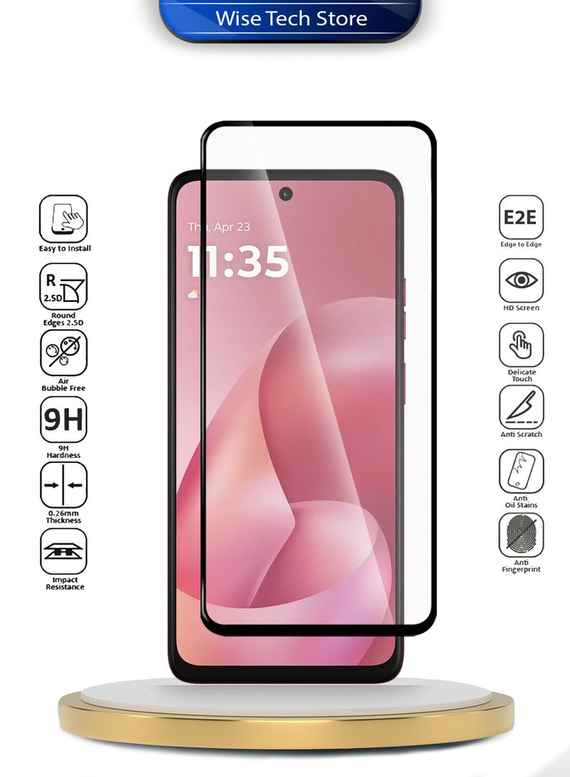 دبليو تيك واقي شاشة زجاجي مقسى كامل الغطاء بكامل الغراء لسلسلة موتورولا موتو G57 باور 5G 2025 الفاخرة E2E (MSGECN) - شفاف/أسود - Image 2