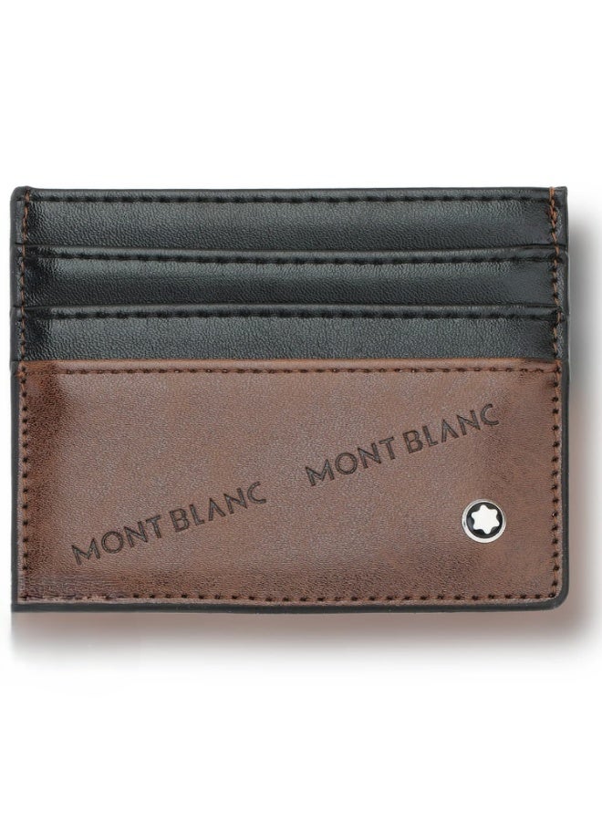 Montblanc Brown Genuine Leather Card Holder – Luxury Slim Designer Card Case for Men & Women - Image 1