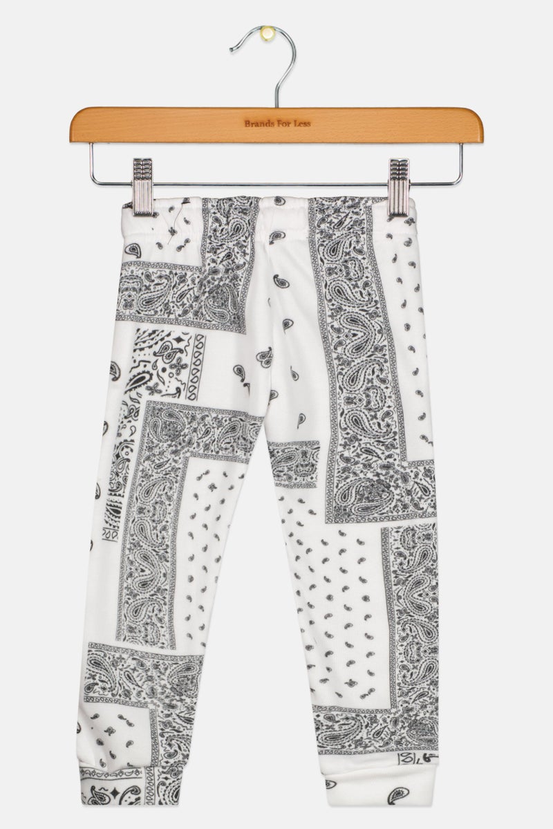 brooklyn Toddlers Boy Paisley Print Jogger Pants, White  - Image 2