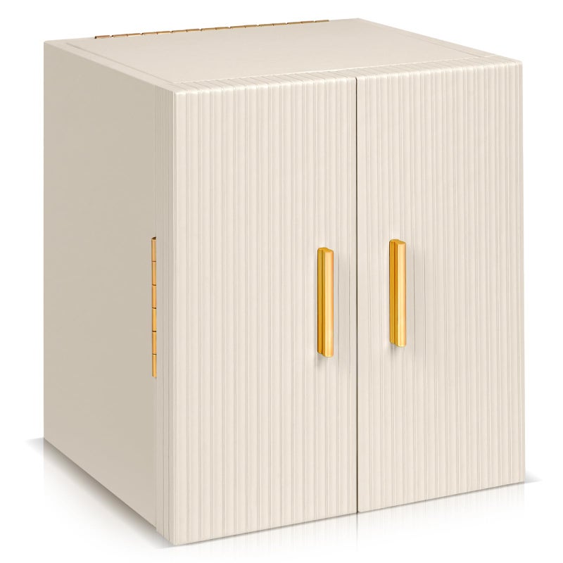 Dajasan Large Jewelry Box for Women, Jewelry Organizer Box with 3 Drawers, Jewelry Storage Organizer with Mirror for Necklace Ring Bracelet Watch, Gift Idea (Beige) - Image 1