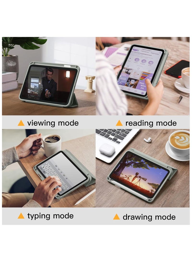 DUSALA Case for iPad mini 7 (A17 Pro, 7th Generation) 2024 / iPad mini 6 (6th Gen) 8.3 Inch with Pencil Holder, Slim Stand Protective Cover with Clear Transparent Back Shell for iPad mini 8.3 inch Tablet, Support Auto Wake/Sleep, (Grey) - Image 4
